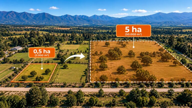 Comparación visual entre una parcela de 0,5 hectárea y una de 5 hectáreas